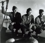 Left to Right:  Lt. Walter F. Nye, Lt. Leilyn Young, Capt. Roy Murray, 1st Ranger Battalion's F Company officers aboard British ship Emma in Arzew Harbor, Algeria, December 1942.  After the Tunisian campaign, they later served with the 4th Ranger Battalion during the invasion of Sicily.Phil Stern